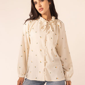Beige Embroidered Blouse