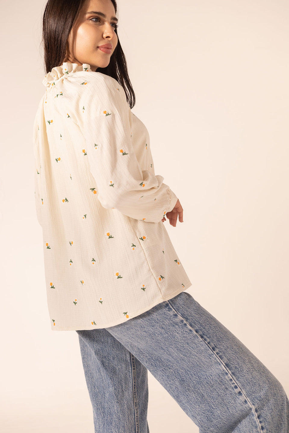 Beige Embroidered Blouse