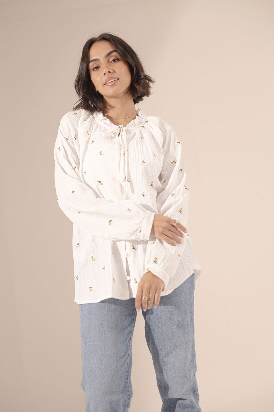 White Embroidered Blouse