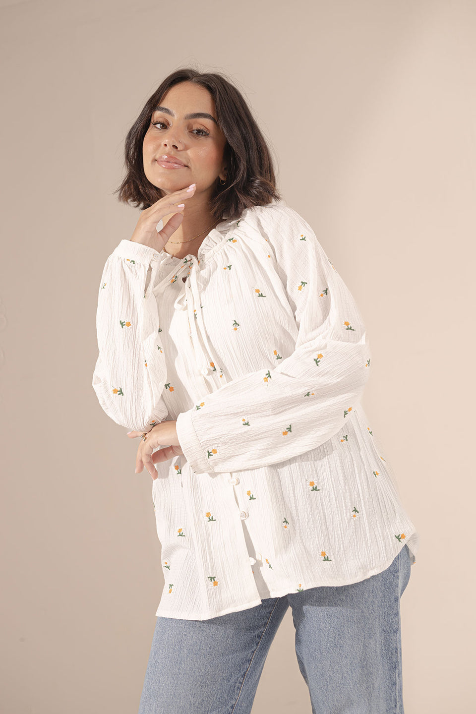 White Embroidered Blouse