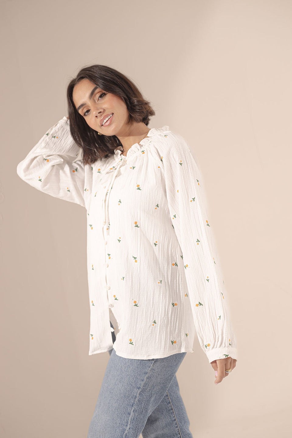 White Embroidered Blouse