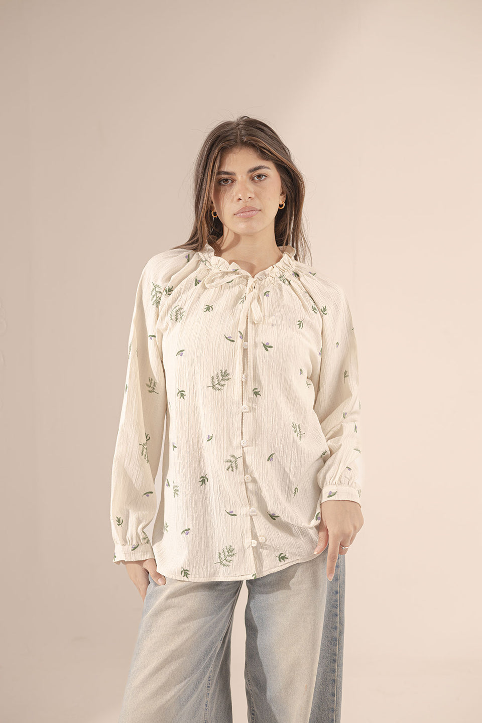 Beige Embroidered Blouse