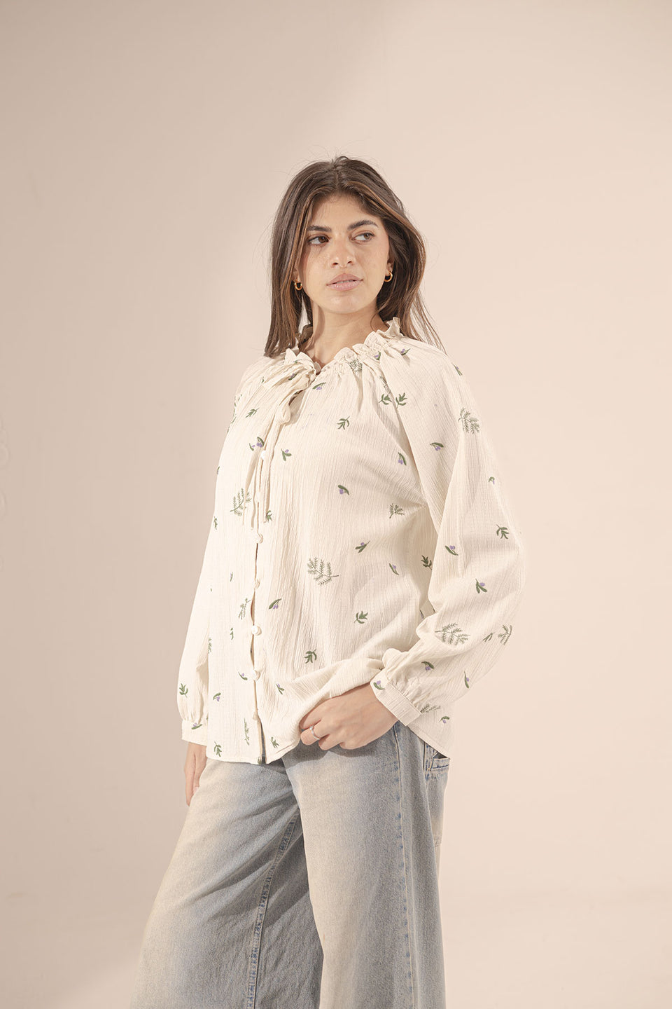 Beige Embroidered Blouse