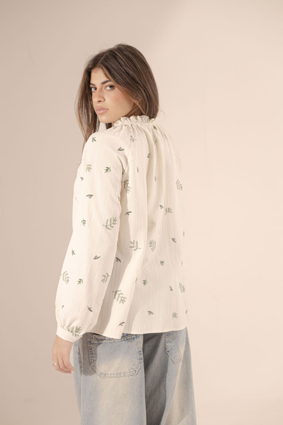 Beige Embroidered Blouse