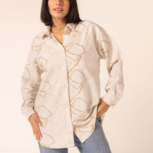 Beige Embroidered Shirt