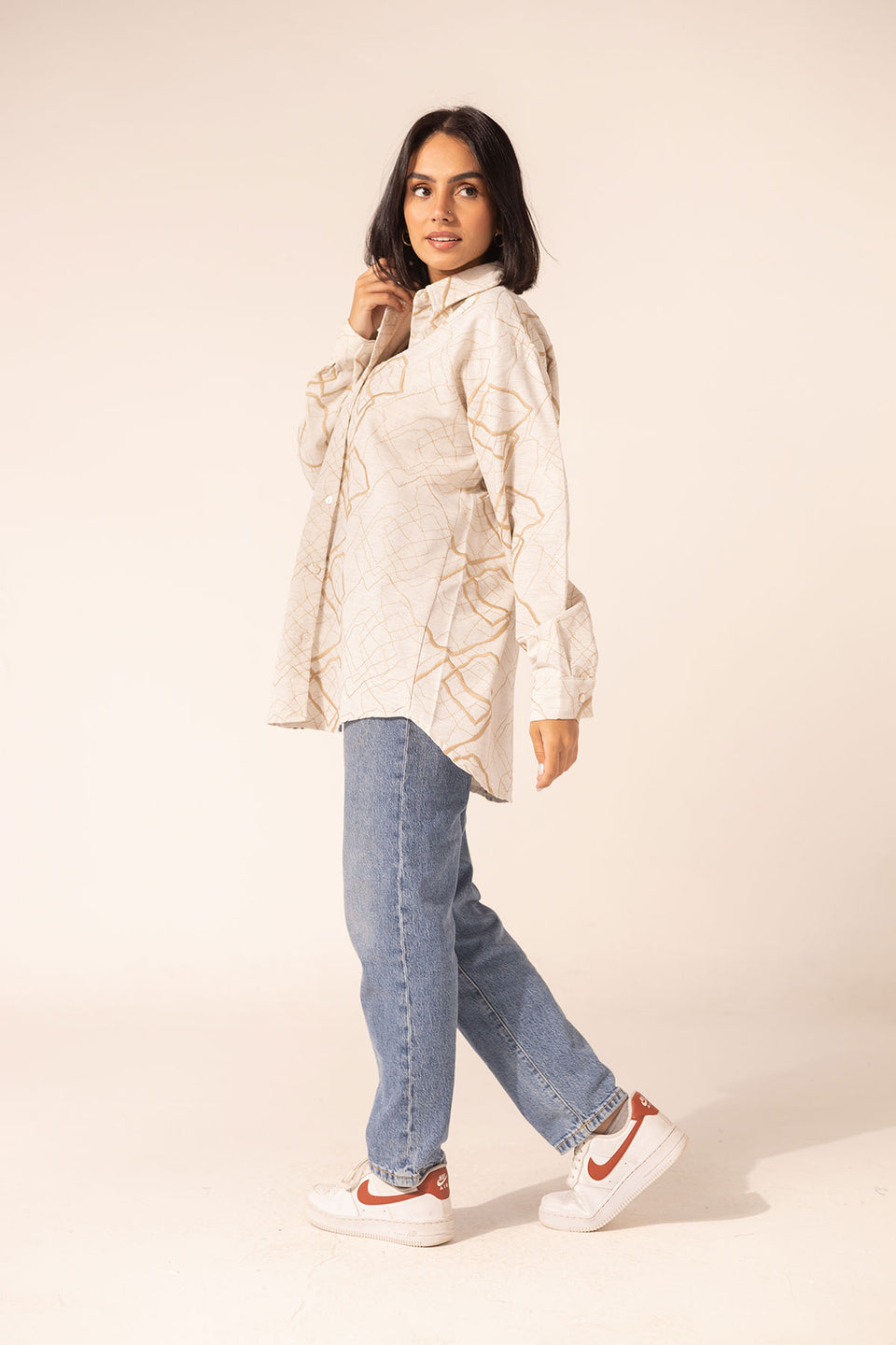 Beige Embroidered Shirt