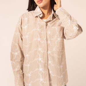 Coffe Embroidered Shirt