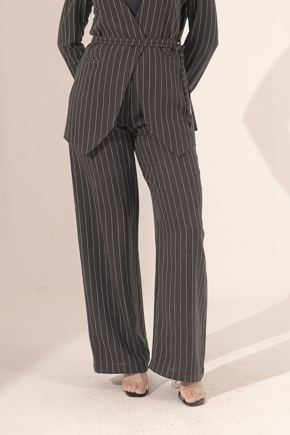 Black Srtiped Linen Pants