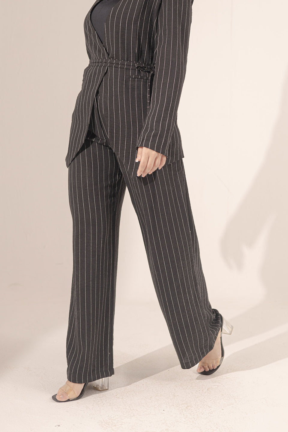 Black Srtiped Linen Pants