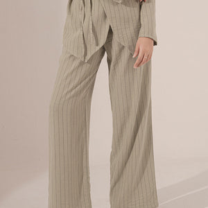 Olive Srtiped Linen Pants