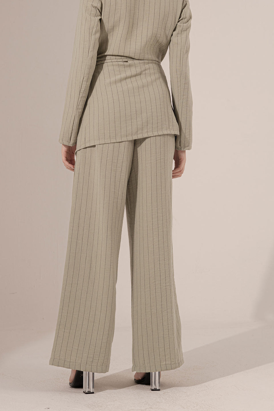 Olive Srtiped Linen Pants