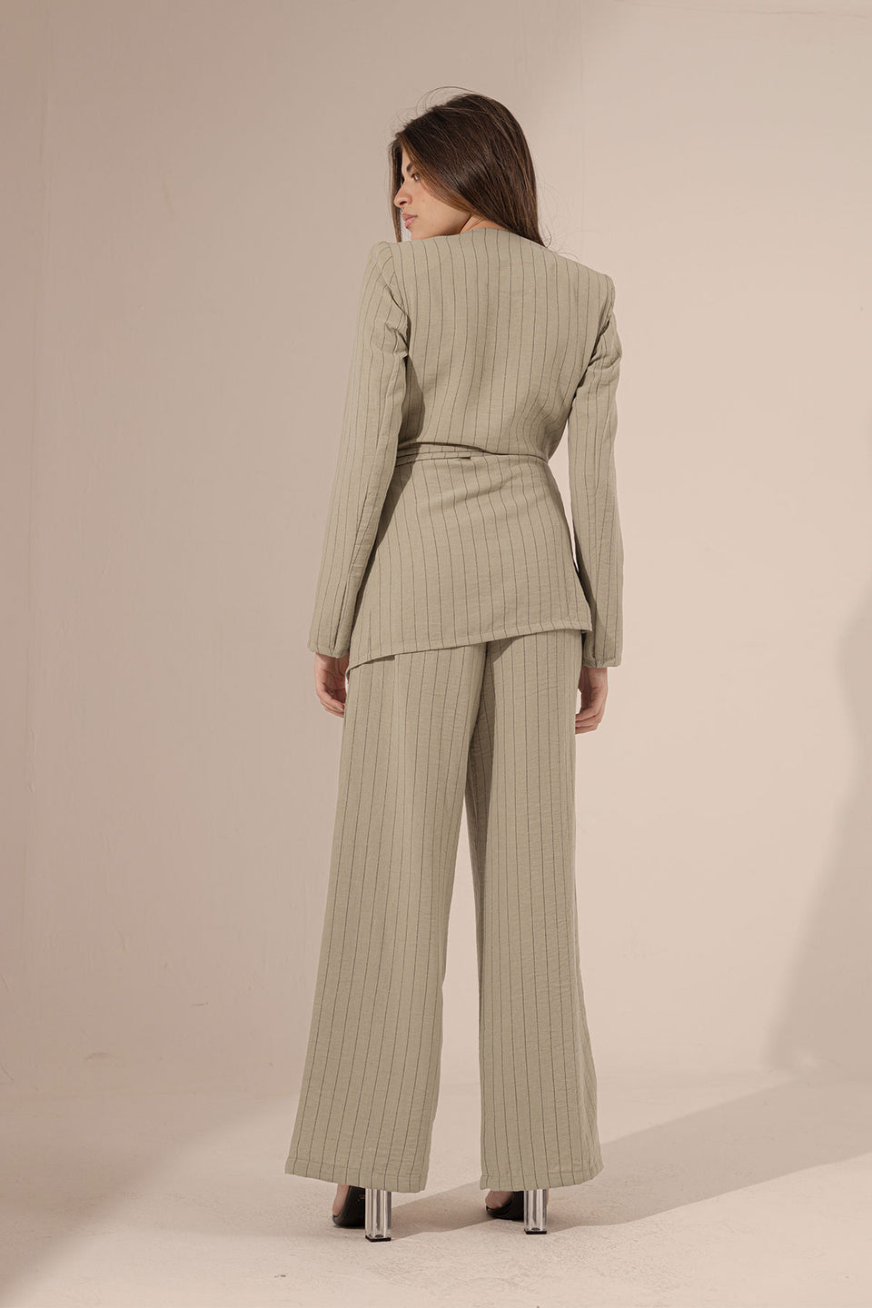 Olive Srtiped Linen Pants