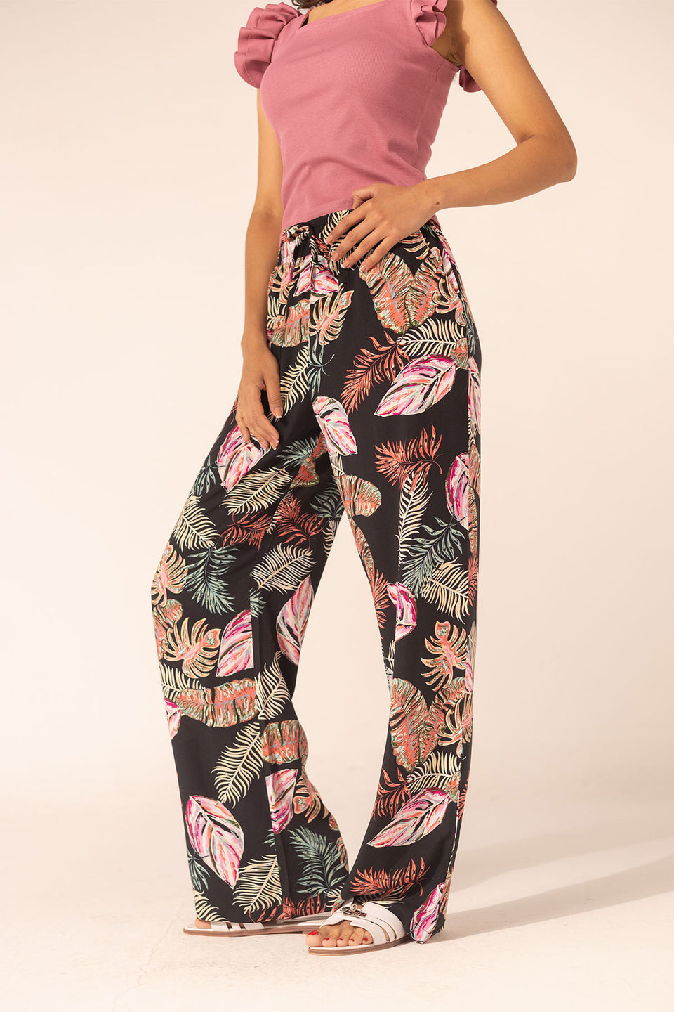 Black Summer Patterned Pants