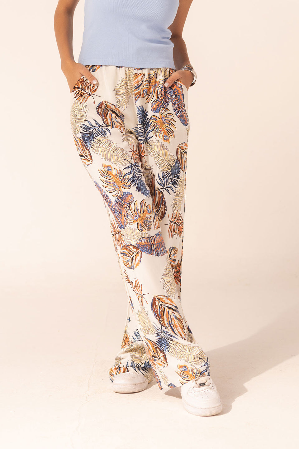 White Summer Patterned Pants