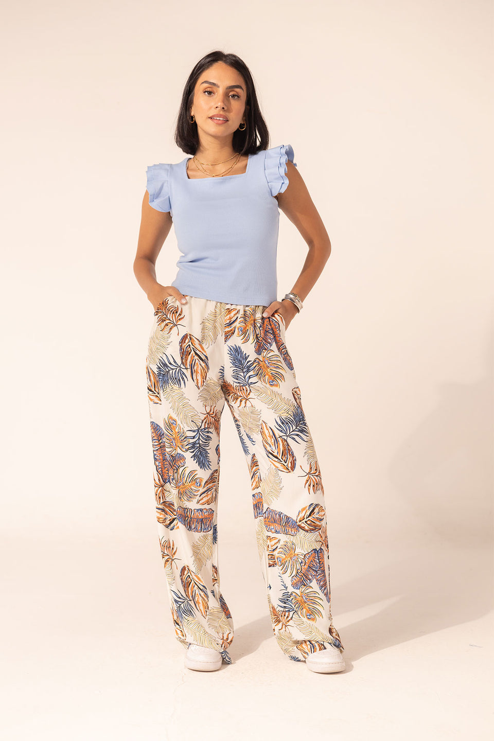 White Summer Patterned Pants