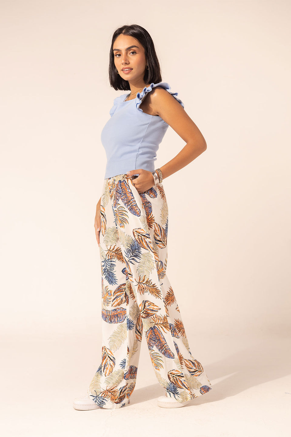 White Summer Patterned Pants