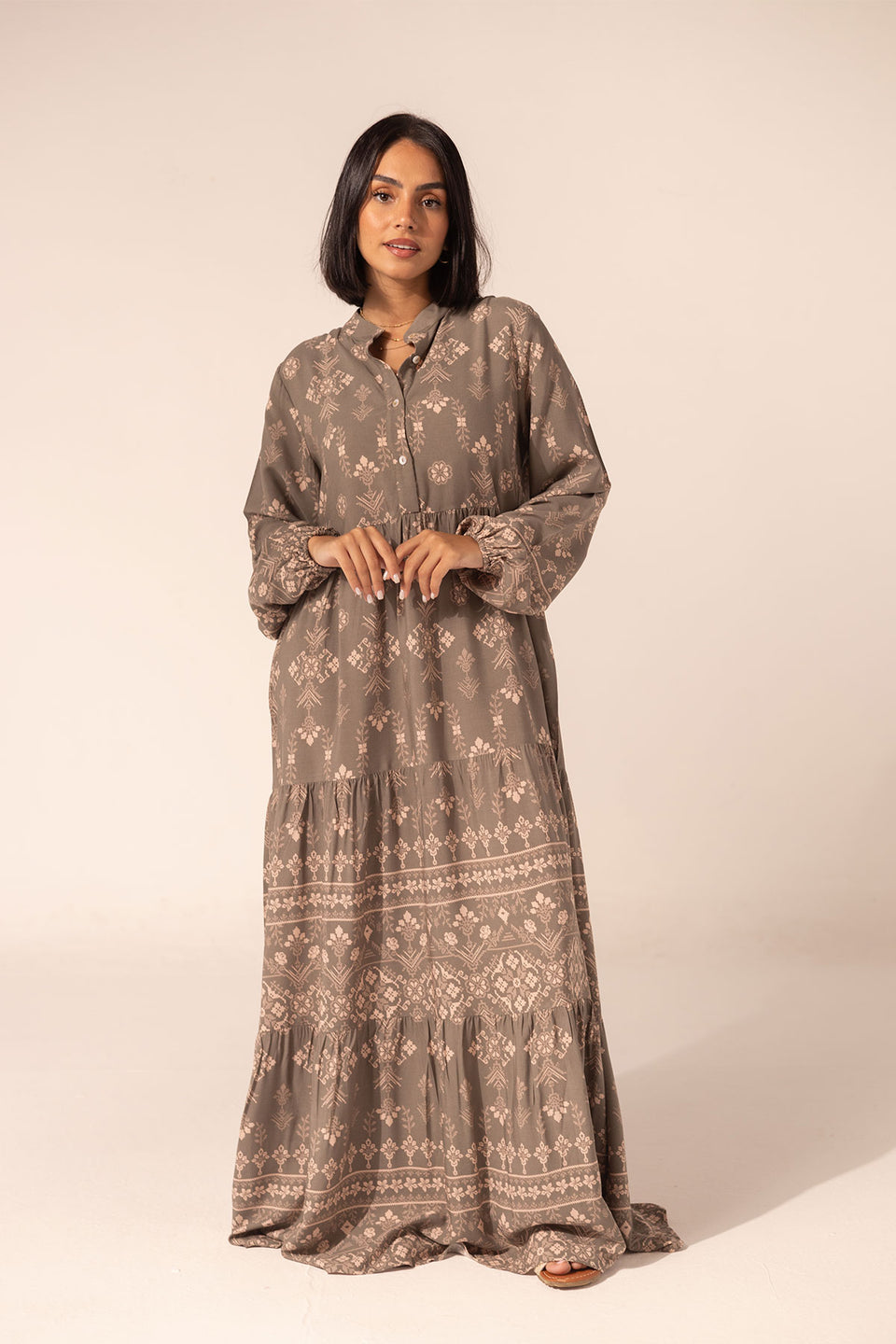 Olive Summer Patterned Dress
