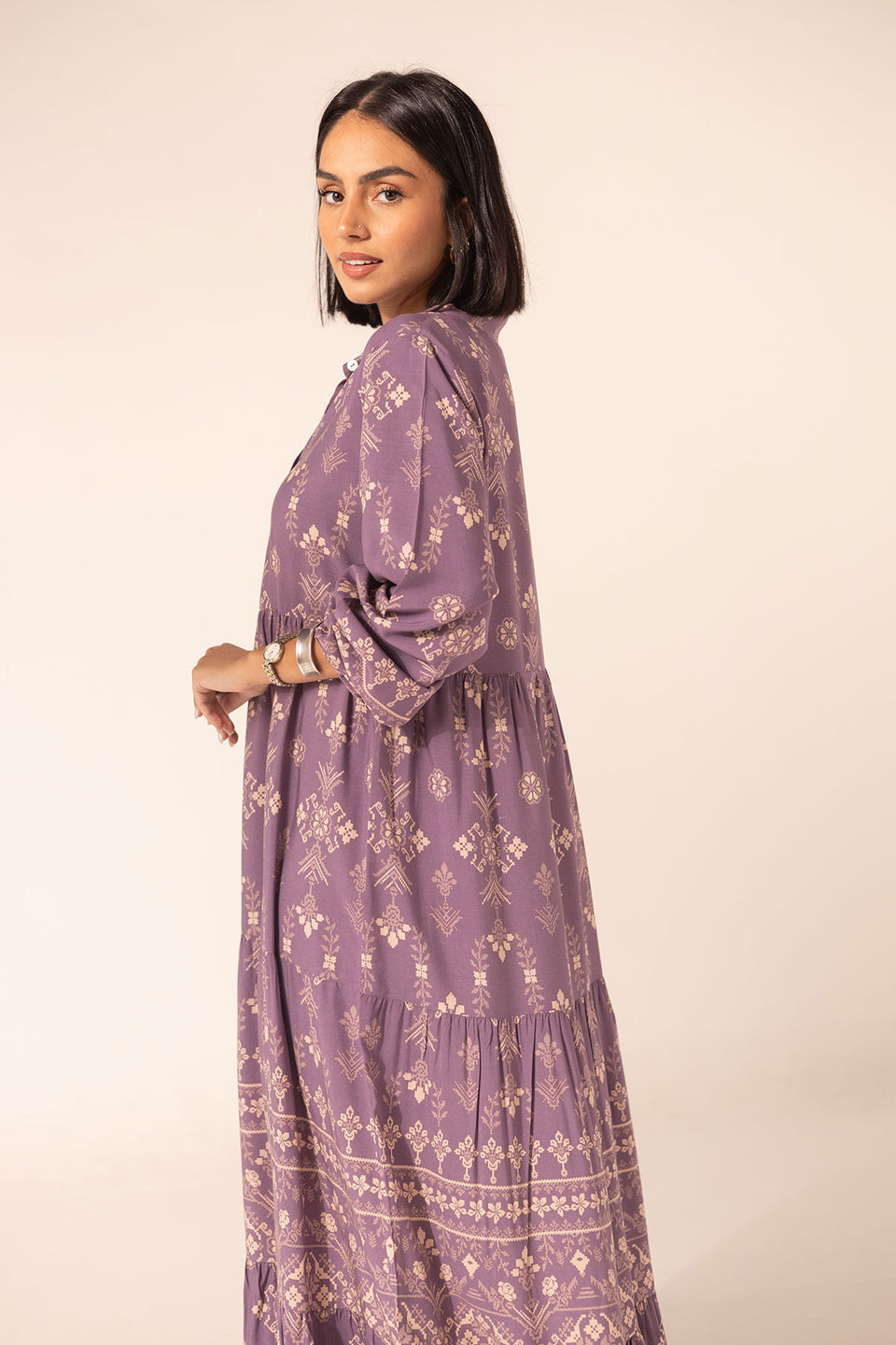 Purple Summer Patterned Dress