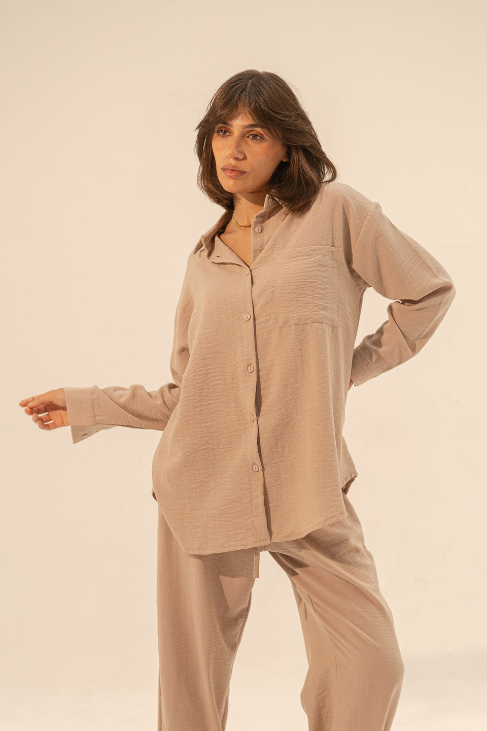 Coffe Linen Summer Comfort Shirt