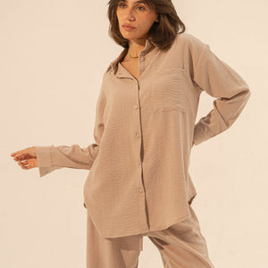 Coffe Linen Summer Comfort Shirt