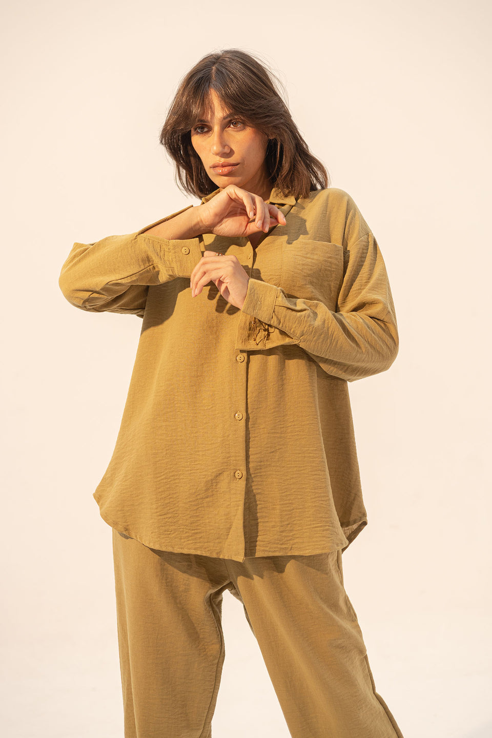 Olive Linen Summer Comfort Shirt