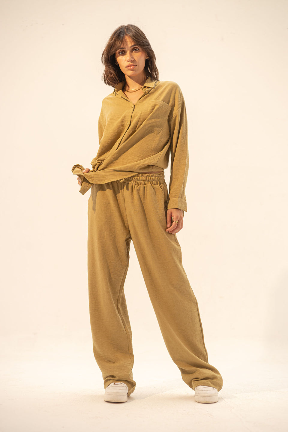 Olive Linen Summer Comfort Pants