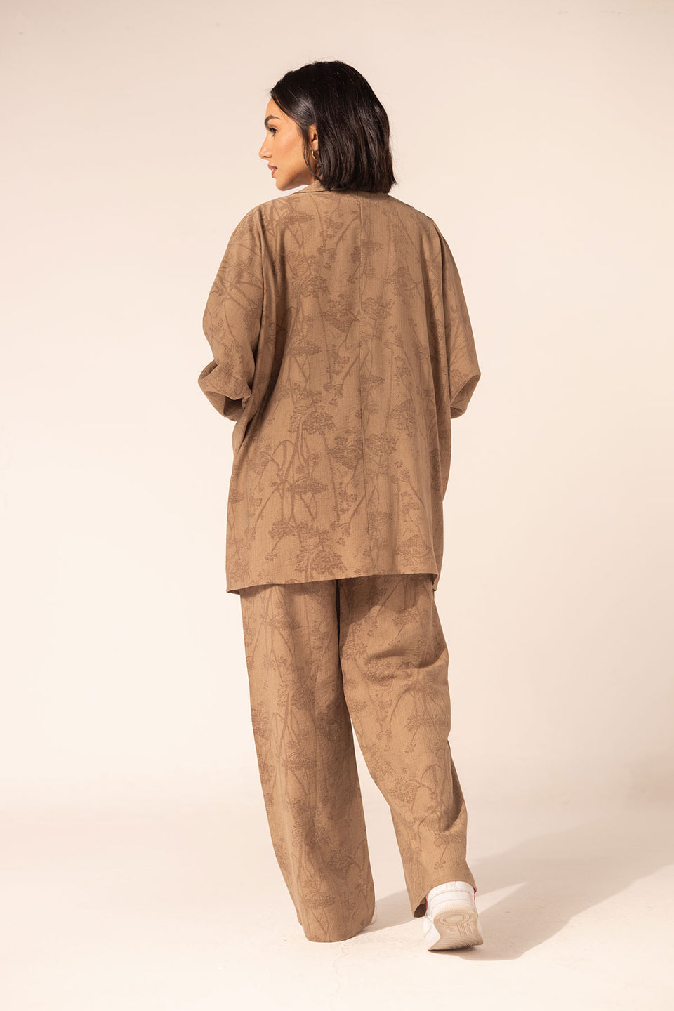 Brown Printed Rayon Modest Two-Piece Set