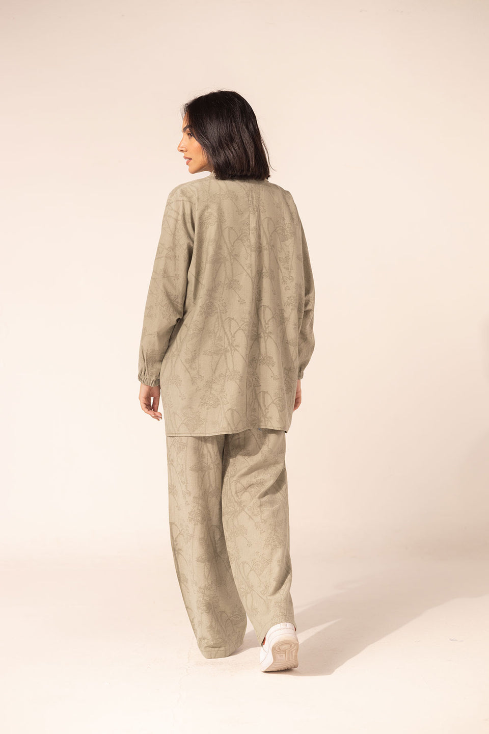 Olive Printed Rayon Modest Two-Piece Set