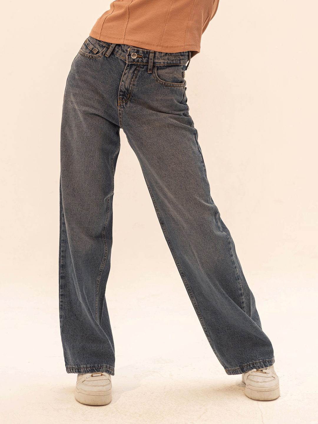 Indigo Wash Wide Leg Jeans
