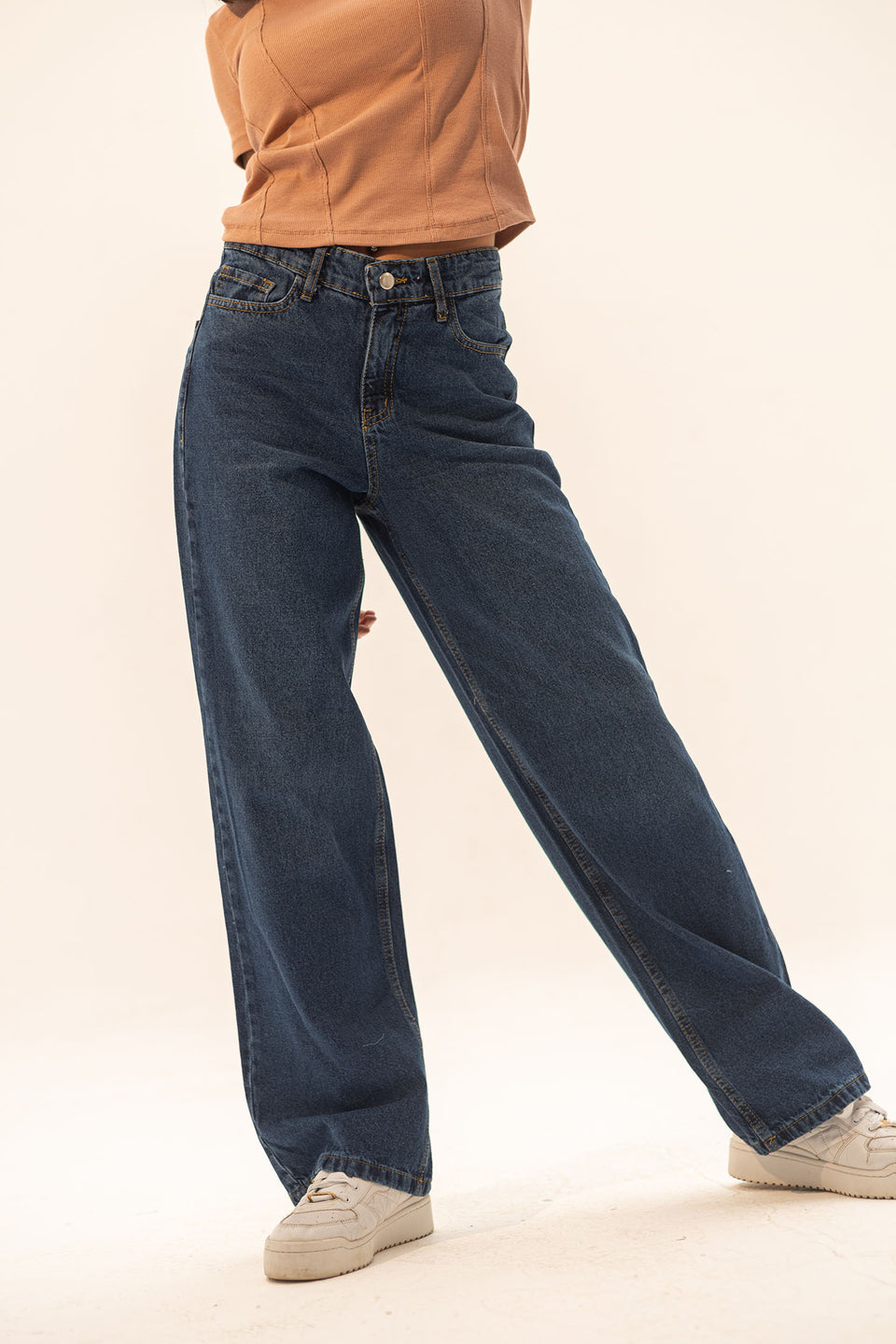 Navy Wide Leg Jeans