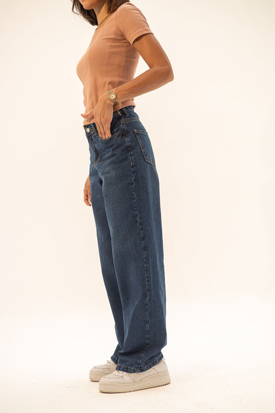 Navy Wide Leg Jeans