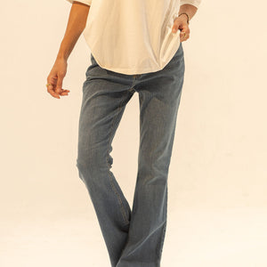 Navy High Rise Flared Jeans