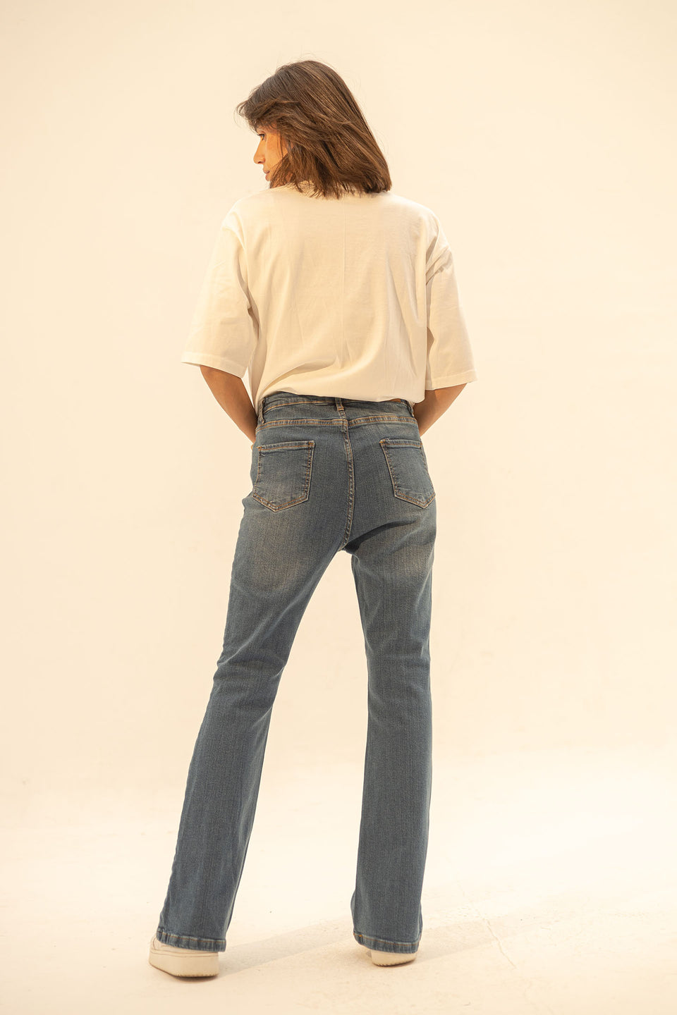 Navy High Rise Flared Jeans