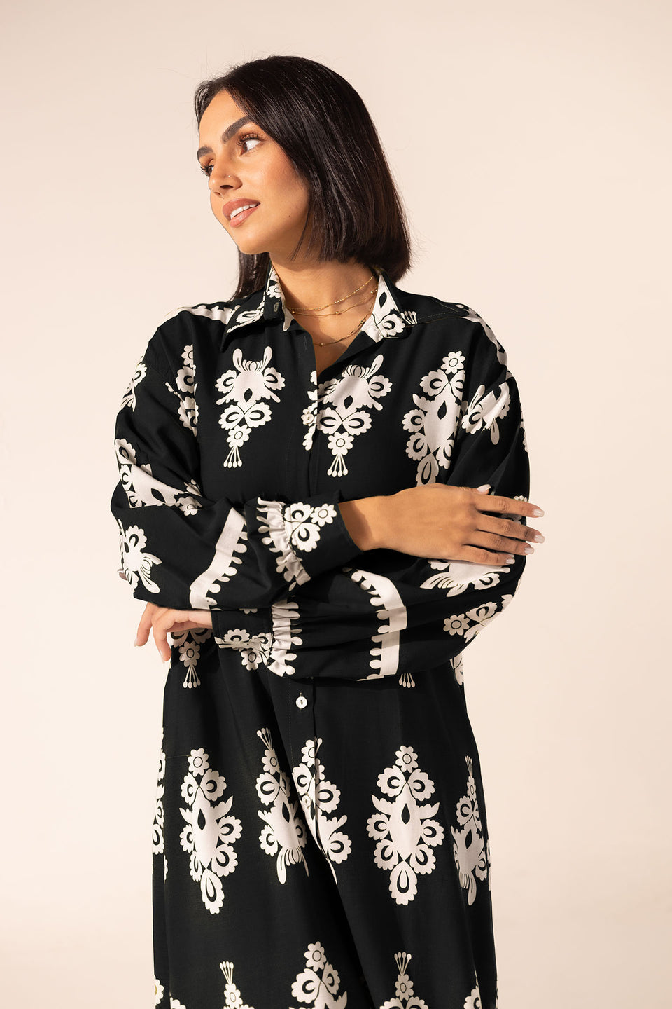 Black Patterned Summer Mini Dress