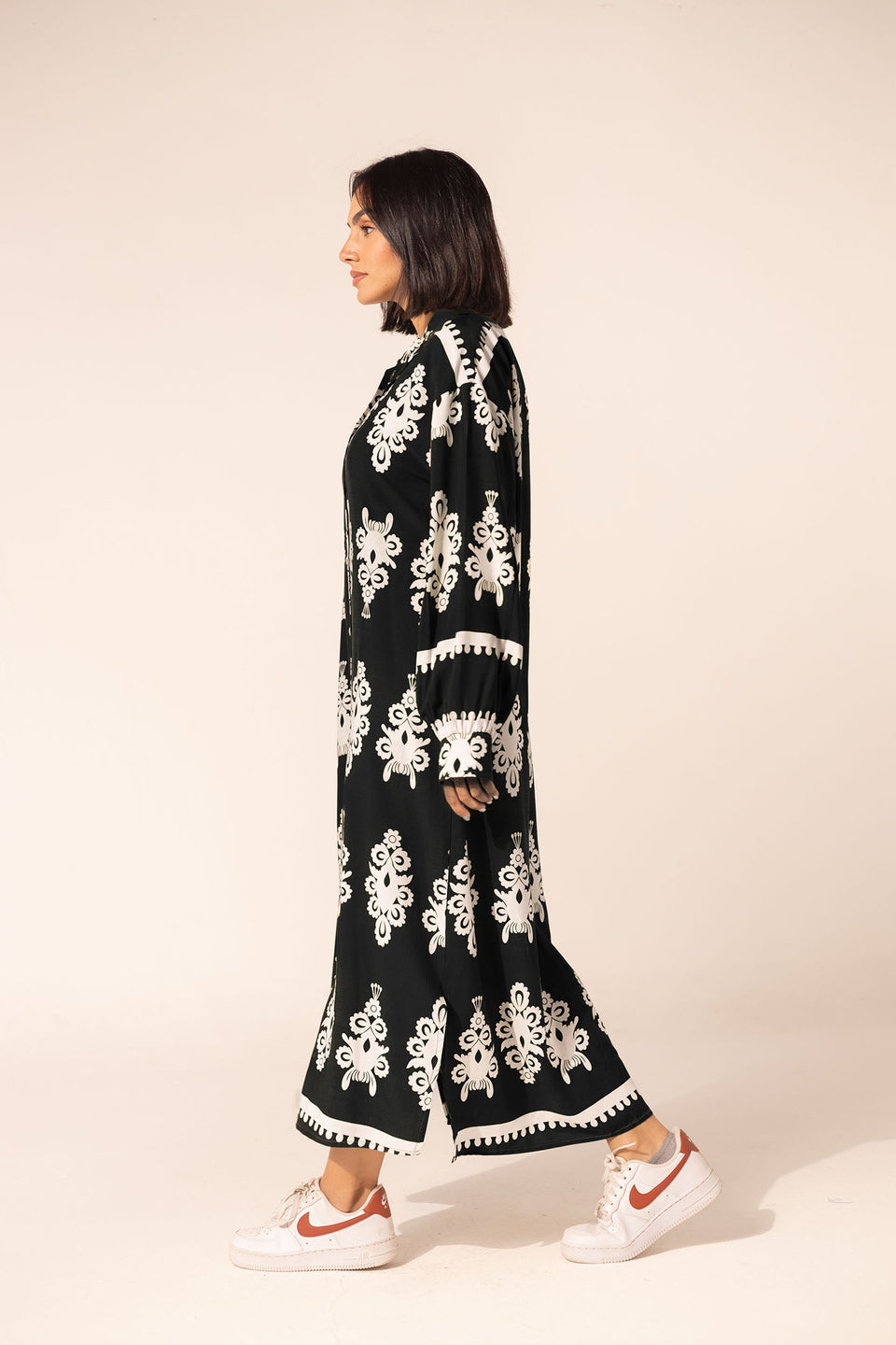 Black Patterned Summer Mini Dress