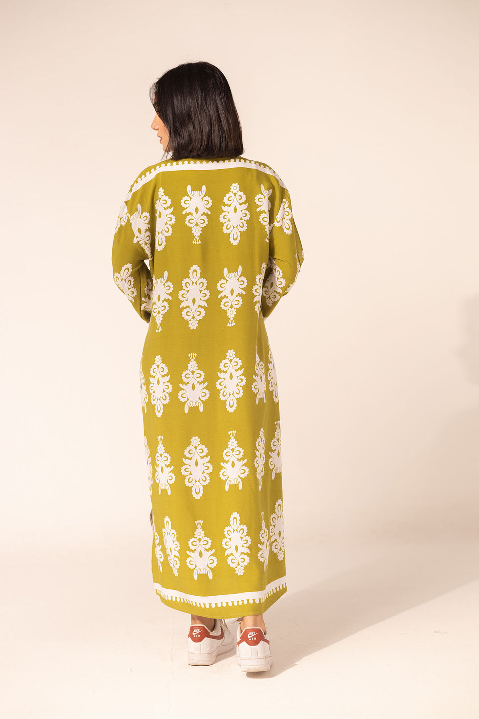 Olive Patterned Summer Mini Dress