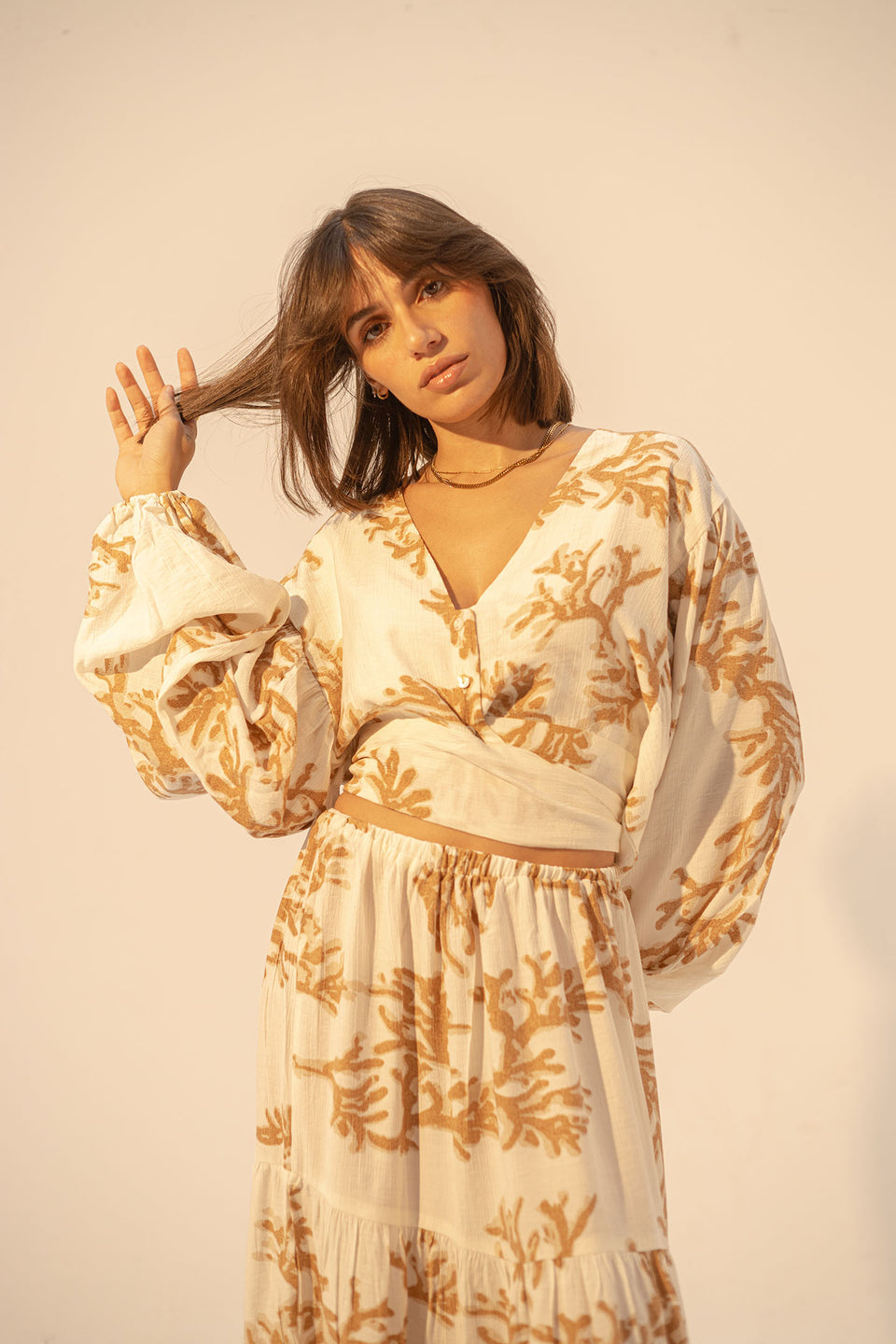 Brown Patterned Summer Set