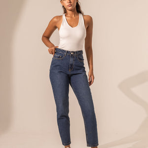 Navy High-Waisted Mom Fit Jeans
