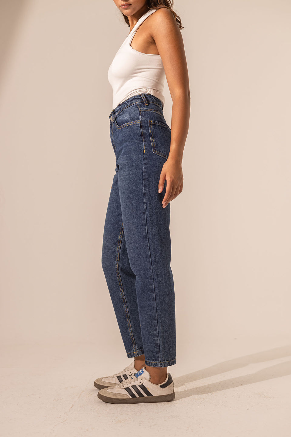 Navy High-Waisted Mom Fit Jeans