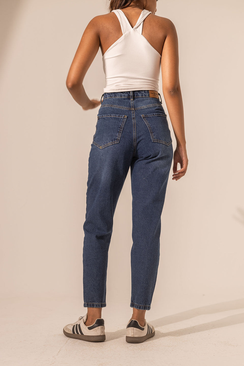 Navy High-Waisted Mom Fit Jeans