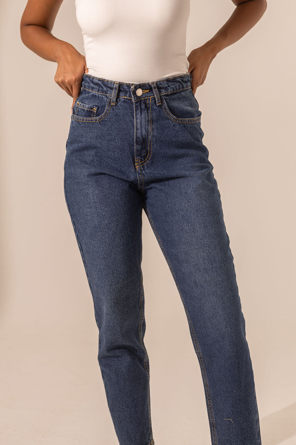 Navy High-Waisted Mom Fit Jeans
