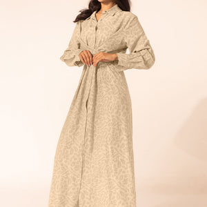 Beige Patterned Wrap Summer Dress