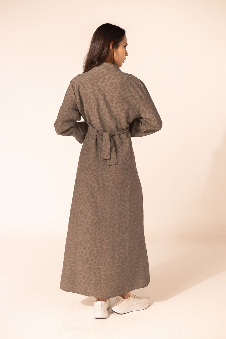 Brown Patterned Wrap Summer Dress