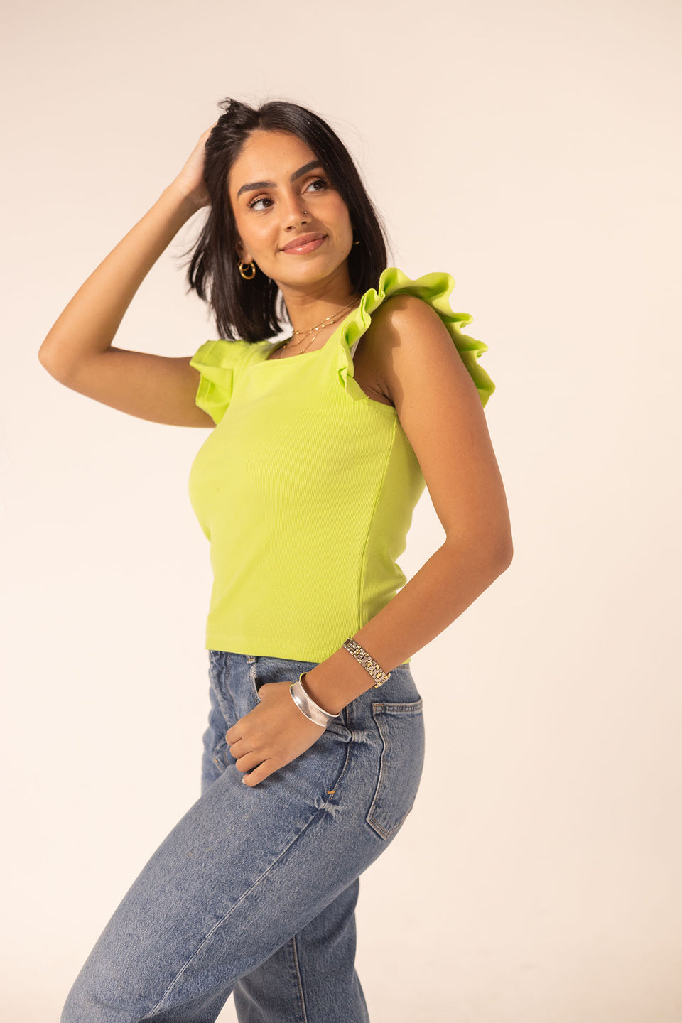 Lime Sleevles Summer Basic