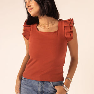 Orange Sleevles Summer Basic