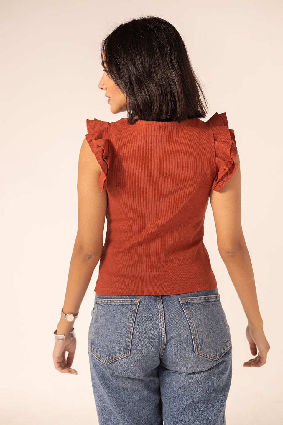 Orange Sleevles Summer Basic
