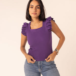 Purple Sleevles Summer Basic