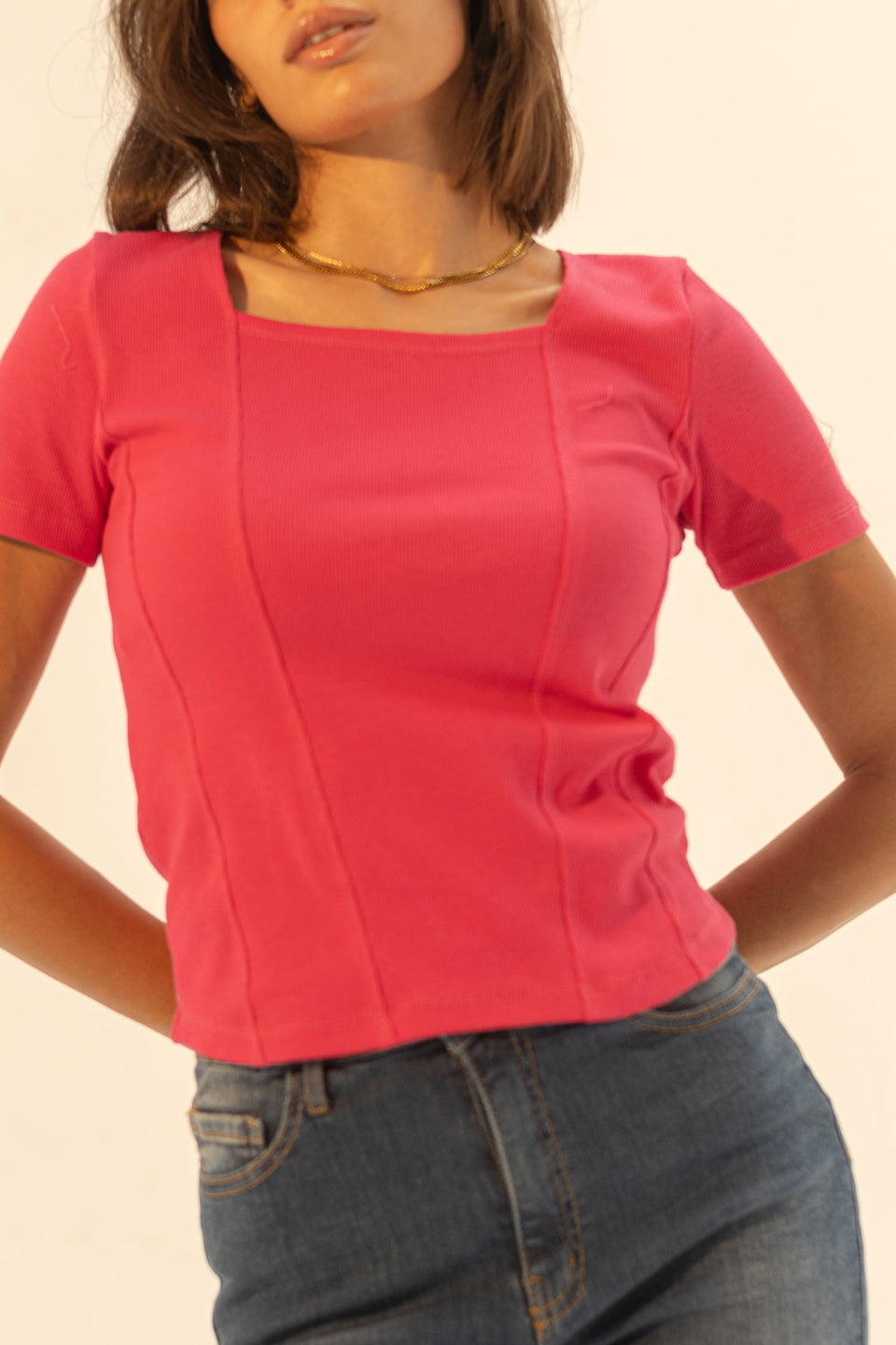 Pink Summer Ripped Basic