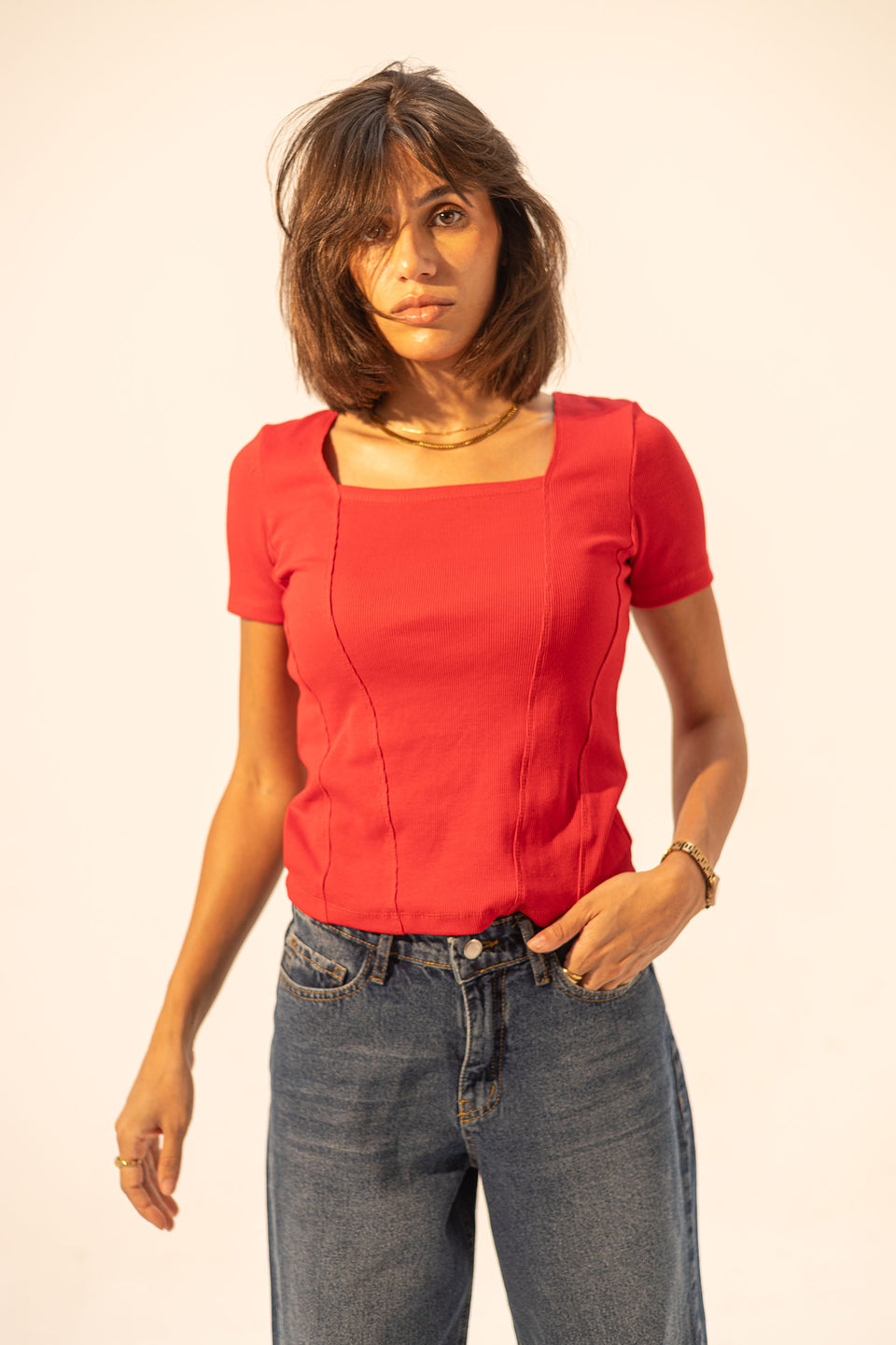 Red Summer Ripped Basic