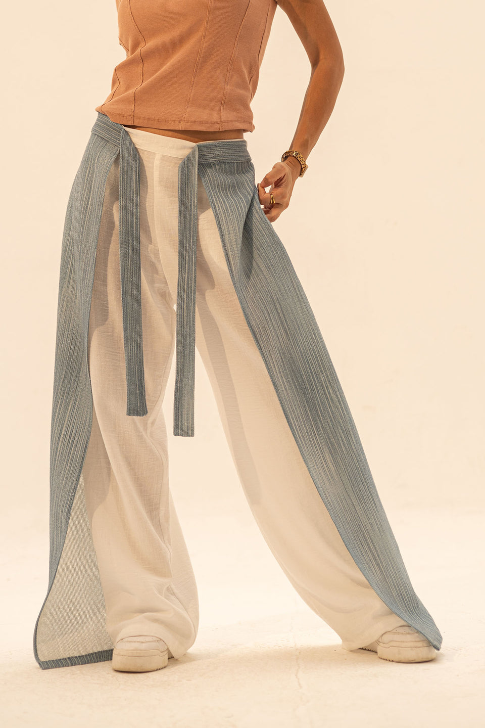 Blue Two Side Linen Pants